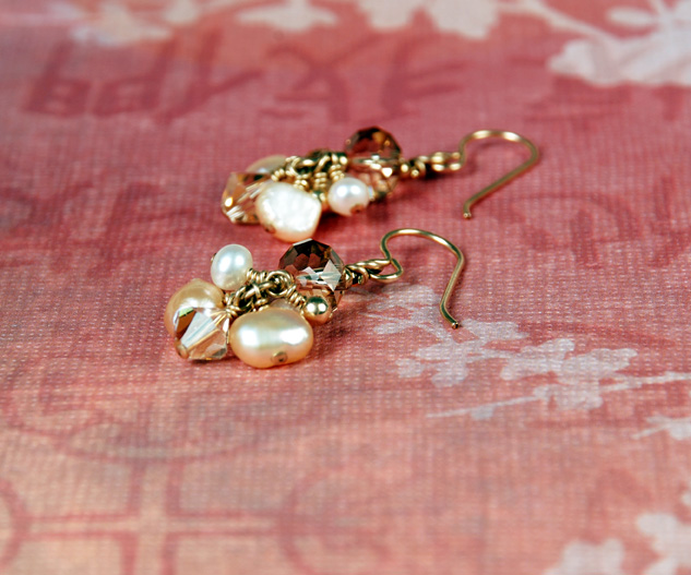 Crystal and pearl bridal earrings